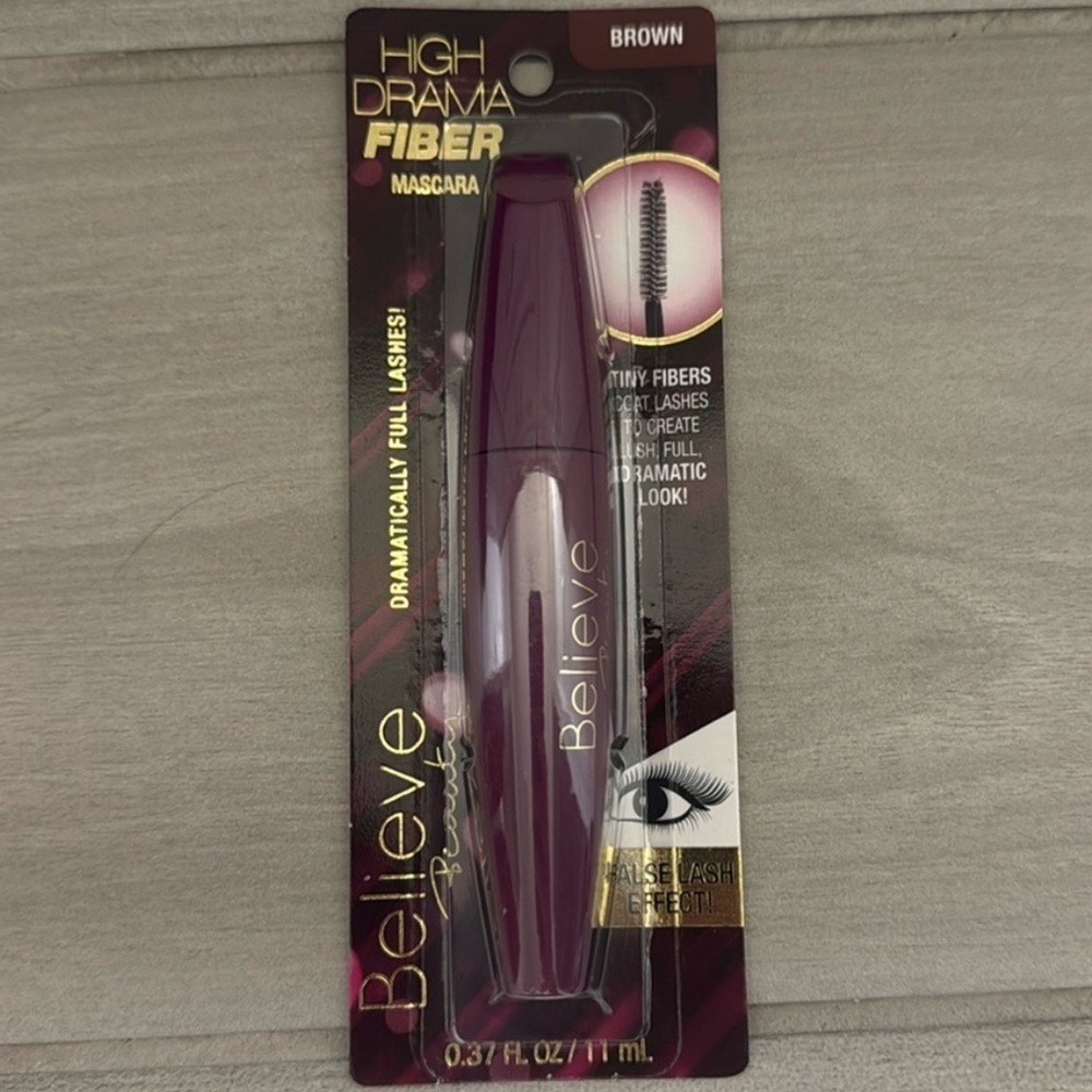 Believe beauty, high drama fiber mascara, brown, NIB